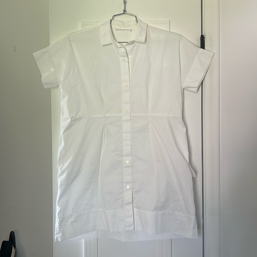 EVERLANE The Cotton Poplin Square Shirt Dress Mini Button Down in White 2